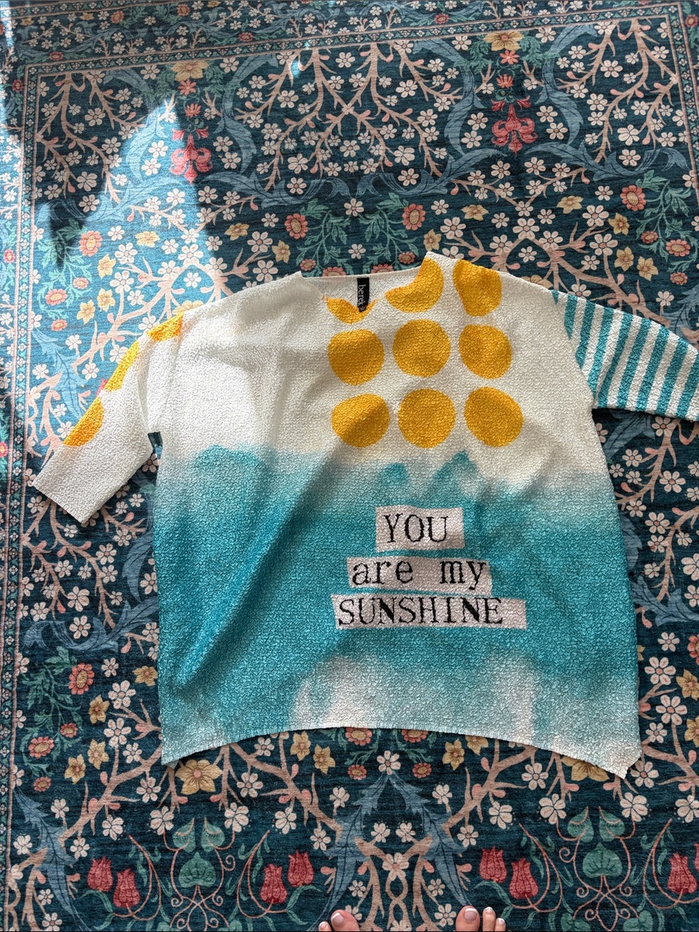 You Are My Sunshine woman’s plus size  Top in Yellow & Blue - Berek size 2 (XL)